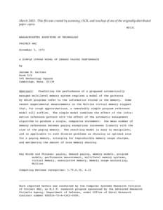 March 2003: This file was created by scanning, OCR, and touchup of one of the originally-distributed paper copies. M0131 MASSACHUSETTS INSTITUTE OF TECHNOLOGY PROJECT MAC