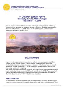 STRENGTHENING EUROPEANS’ CAPABILITIES BY ESTABLISHING THE EUROPEAN LITERACY NETWORK COST ACTION IS1401ELN 1st LITERACY SUMMIT, PORTO University of Porto, FPCE, Portugal