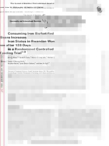 Consuming Iron Biofortified Beans Increases Iron Status in Rwandan Women after 128 Days in a Randomized Controlled Feeding Trial123