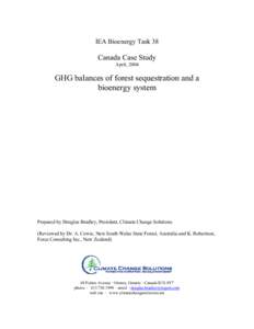 IEA Bioenergy Task 38  Canada Case Study April, 2004  GHG balances of forest sequestration and a