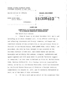 UNITED STATES DISTRICT COURT SOUTHERN DISTRICT OF NEW YORK -x SEALED INDICTMENT