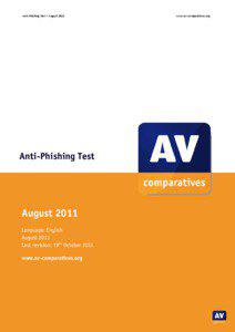 Anti‐Phishing Test – August 2011   www.av‐comparatives.org 