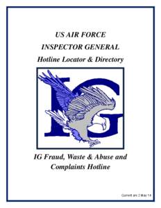 US AIR FORCE INSPECTOR GENERAL Hotline Locator & Directory
