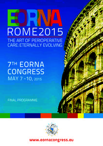 The Art of Perioperative Care: Eternally Evolving MAY 7 -10, 2015  final programme