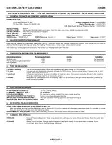 MATERIAL SAFETY DATA SHEET  BOND® FOR CHEMICAL EMERGENCY, SPILL, LEAK, FIRE, EXPOSURE OR ACCIDENT, CALL CHEMTREC - DAY OR NIGHT[removed]