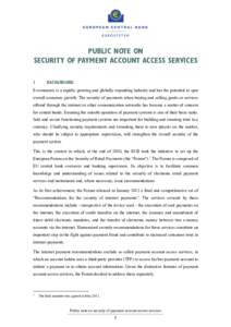 PUBLIC NOTE ON SECURITY OF PAYMENT ACCOUNT ACCESS SERVICES 1 BACKGROUND
