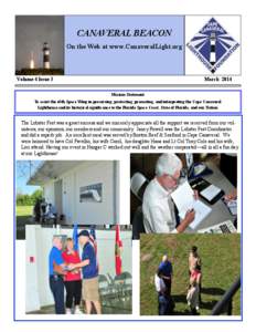 CANAVERAL BEACON On the Web at www.CanaveralLight.org Volume 4 Issue 3  March 2014