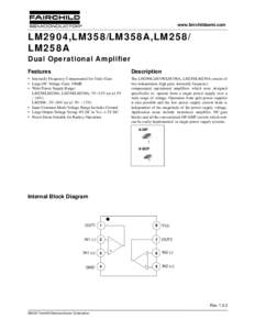 www.fairchildsemi.com  LM2904,LM358/LM358A,LM258/ LM258A Dual Operational Amplifier Features