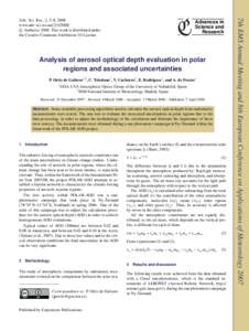 Advances in Science and Research Analysis of aerosol optical depth evaluation in polar regions and associated uncertainties