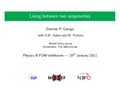 Living between two singularities Damien P. George with S.M. Aybat and M. Postma Nikhef theory group Amsterdam, The Netherlands