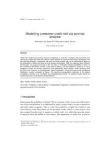 Idescat. SORT. Modelling consumer credit risk via survival analysis. Volume 33 (1)