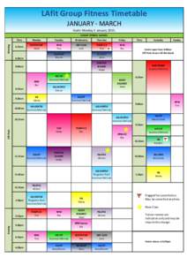 LAfit Group Fitness Timetable JANUARY - MARCH Starts Monday 5 January[removed]Morning