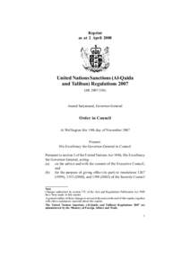 Reprint as at 2 April 2008 United Nations Sanctions (Al-Qaida and Taliban) RegulationsSR)