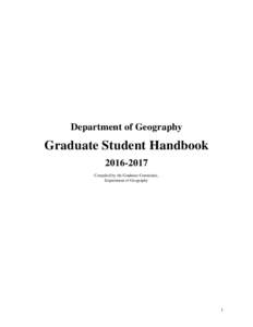 Department of Geography  Graduate Student HandbookCompiled by the Graduate Committee, Department of Geography