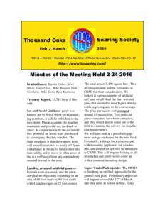 Thousand Oaks Feb / March Soaring Society 2016