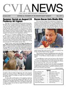 CVIANEWS COLE VALLEY IMPROVEMENT ASSOCIATION Volume XXVI	  SERVING ALL RESIDENTS OF THE GREATER HAIGHT ASHBURY