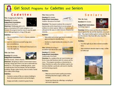Girl Scout  Programs for Cadettes Title: Navigating the Night Sky