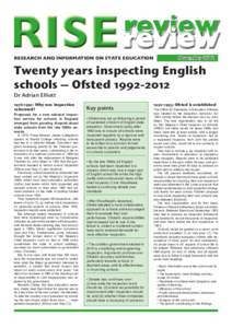 RESEARCH AND INFORMATION ON STATE EDUCATION  November 2012 Twenty years inspecting English schools – Ofsted