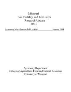 Missouri Soil Fertility and Fertilizers Research Update 2003 Agronomy Miscellaneous Publ. #04-01