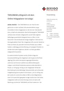 Microsoft Word - aixigo AG - Targobank Anlageplaner