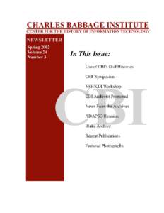 1  Charles Babbage Institute Newsletter Volume 24 Number 3