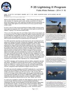 F-35 Lightning II Program Public Affairs Release – [removed]C N O V I S I T S M E D A L S  F U T U R E