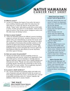 Select Facts from Hawai‘i Cancer Facts & Figures 2010 Q: What is cancer? A: Cancer is a disease that begins if new cells, the body’s basic building materials, grow when the body does not