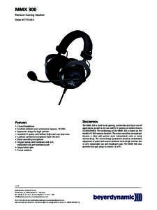 MMX 300 Premium Gaming Headset Order # [removed]FEATURES