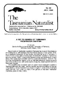 No. 94 JULY, 1988 ISSNThe Tasmanian Naturalist