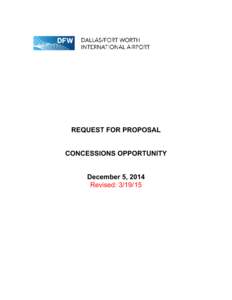REQUEST FOR PROPOSAL CONCESSIONS OPPORTUNITY December 5, 2014 Revised:   TABLE OF CONTENTS