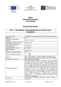 BEBA Behavioural Based Forwarding Grant Agreement: BEBA