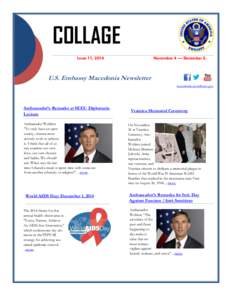 COLLAGE Issue 11, 2014 November 4 — December 2,  U.S. Embassy Macedonia Newsletter