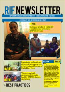 RIF Newsletter Reproductive health innovative fund (rif) - Annual Newsletter Vol. 1 no. 1 Pastorialist Area of borena and guji Zones PAGE 7 Increased uptake of culturally