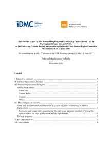 Stakeholder report by the Internal Displacement Monitoring Centre (IDMC) of the Norwegian Refugee Council (NRC) to the Universal Periodic Review mechanism established by the Human Rights Council in Resolution 5/1 of 18 J