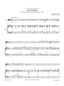 Sheet Music from www.mfiles.co.uk  Alla Hornpipe Movement 12 from Water Music Suite No. 2 in D George Frideric Handel Arranged Andy Ralls