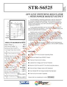 Data Sheet[removed]STR-S6525 OFF-LINE SWITCHING REGULATOR – WITH POWER MOSFET OUTPUT