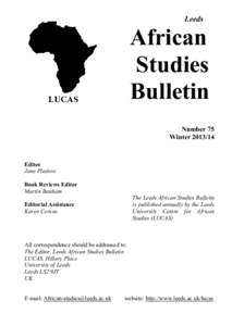 Leeds  African Studies Bulletin Number 75