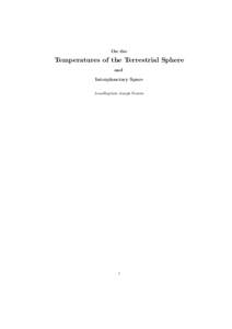 On the  Temperatures of the Terrestrial Sphere and Interplanetary Space Jean-Baptiste Joseph Fourier
