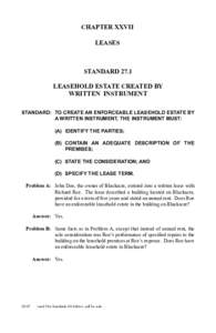 chapter xXVIi Leases standard 27.1 LEASEHOLD ESTATE CREATED BY WRITTEN INSTRUMENT