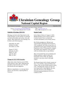 Ukrainian Genealogy Group National Capital Region The Ukrainian Genealogist September 2010