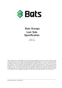 Bats Europe Last Sale Specification VersionMarch 2016