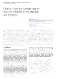 BEHAVIORAL AND BRAIN SCIENCES, 465–521 doi:S0140525X12002828 Climato-economic habitats support patterns of human needs, stresses, and freedoms