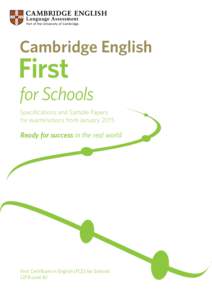 Cambridge English  First for Schools Specifications and Sample Papers