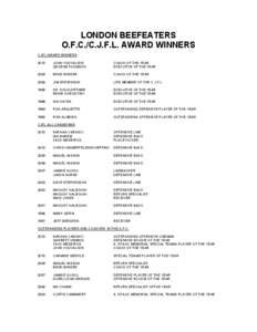 LONDON BEEFEATERS O.F.C./C.J.F.L. AWARD WINNERS CJFL AWARD WINNERS[removed]JOHN VOUVALIDIS