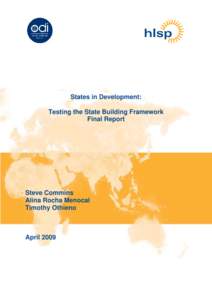 States in Development: Testing the State Building FrameworkInternal Ref 254056MS01