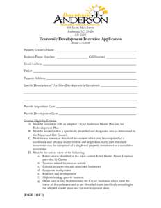 401 South Main Street Anderson, SCEconomic Development Incentive Application (Revised)