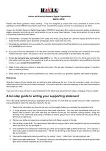 Iranian and Kurdish Women’s Rights Organisation  SAVE LIVES! Please read these guidance notes carefully. They are designed to ensure that every candidate is aware of the significance of the different documents used in 