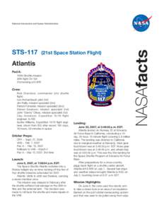 STS[removed]21st Space Station Flight) Atlantis Pad A: