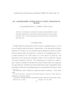 Jordan Journal of Mathematics and Statistics (JJMS) 7(1), 2014, ppON Λ-GENERALIZED CLOSED SETS IN FUZZY TOPOLOGICAL SPACES K. BALASUBRAMANIYAN