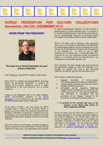 WORLD FEDERATION FOR CULTURE Newsletter (No.52)–DECEMBER 2012 NEWS FROM THE PRESIDENT COLLECTIONS